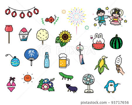 Summer motif various illustration set 93717656