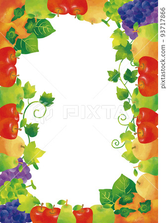 Watercolor style autumn fruit frame (enclosed) vertical Watercolor style autumn fruit frame (enclosed) vertical 93717866