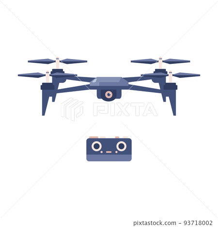 Drone with four propellers and camera flat style, vector illustration Drone with four propellers and camera flat style, vector illustration 93718002