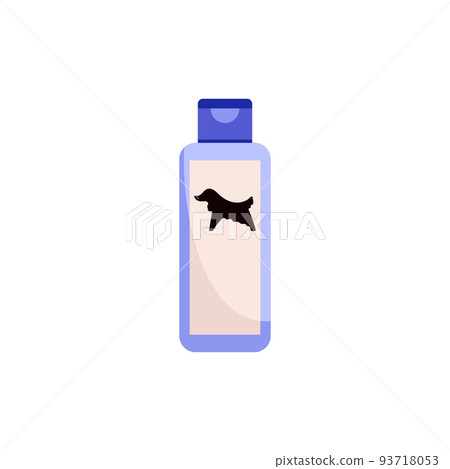 Bottle of shampoo for pets coat grooming, flat vector illustration isolated. 93718053