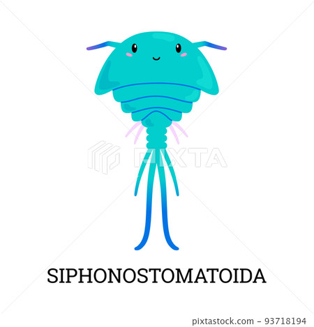 Siphonostomatoida cute sea plankton microscopic organism, flat vector isolated. 93718194