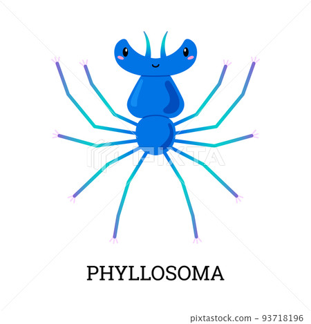 Cute blue phyllosoma cartoon character flat style, vector illustration Cute blue phyllosoma cartoon character flat style, vector illustration 93718196