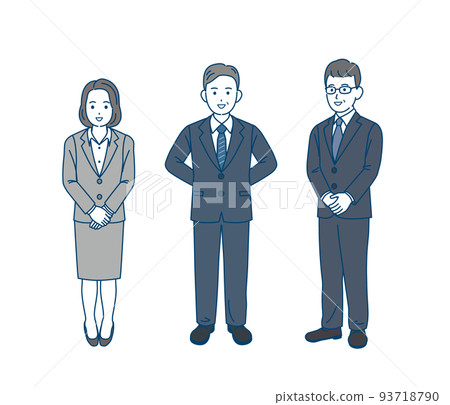 公司員工、員工、商務人士、中年、西裝男女、全身插圖 公司員工、員工、商務人士、中年、西裝男女、全身插圖 93718790