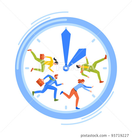 Business People Race, Time Management, Overwork Concept. Anxious Busy Businessmen and Businesswomen Run in Huge Clock Business People Race, Time Management, Overwork Concept. Anxious Busy Businessmen and Businesswomen Run in Huge Clock 93719227