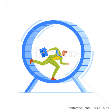 Looping Life and Daily Routine Concept. Tired Stressed Business People Running inside of Huge Hamster Wheel Looping Life and Daily Routine Concept. Tired Stressed Business People Running inside of Huge Hamster Wheel 93719234
