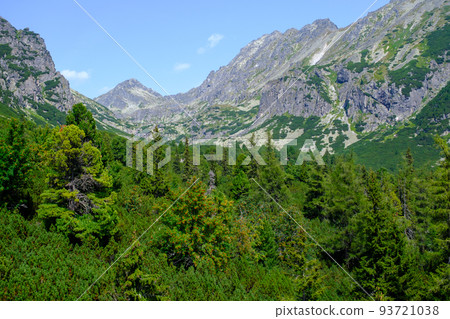 Fantastically beautiful mountain landscape with the huge rocky slopes of the High Tatras, Slovakia 93721038