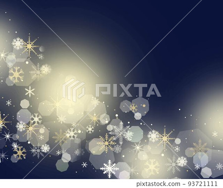 Gold snowflakes falling, shining light beautiful fantastic background frame illustration vector material 93721111