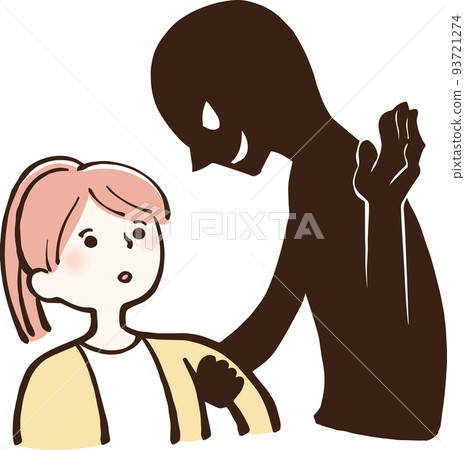 一個可疑的人試圖綁架一個女孩的插圖 一個可疑的人試圖綁架一個女孩的插圖 93721274