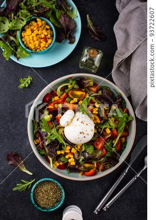 Burrata cheese with vegetable salad Burrata cheese with vegetable salad 93722607