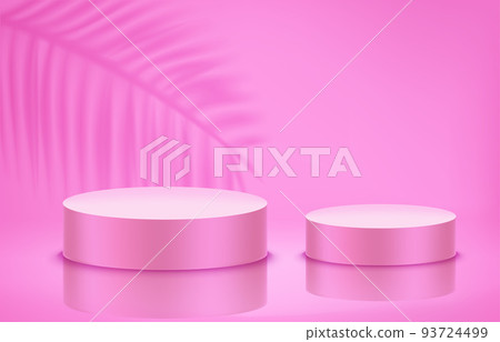 Clean interior with podiums and shadow of a plant. Vector 3d showcase 93724499