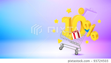 10 percent season discount concept. Vector 3d banner with copy space 93724503
