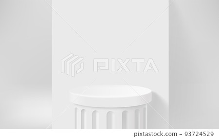 Empty white showcase with classic capitel. 3d vector presentation mockup Empty white showcase with classic capitel. 3d vector presentation mockup 93724529