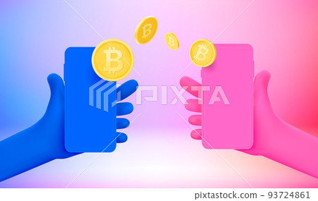 Crypto currency transfer using mobile application concept. 93724861