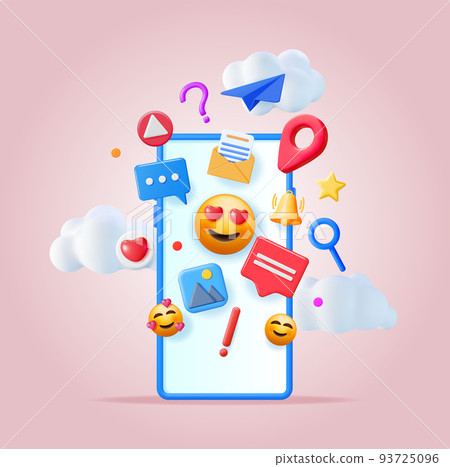 3D Social Media Concept Isolated. 93725096