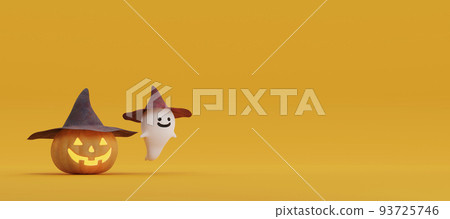 Jack O Lantern and Ghost / Halloween material with copy space 93725746