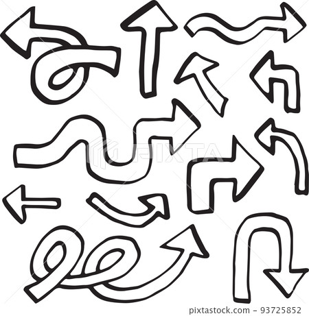 Hand-drawn wind arrow line drawing illustration icon set material (transparent background) 93725852