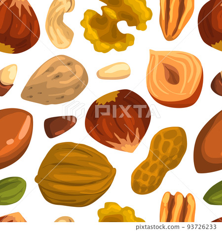Nuts with Cashew and Almond Vector Seamless Pattern Template 93726233