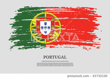 Portugal flag with brush stroke effect and information text poster, vector 93730100