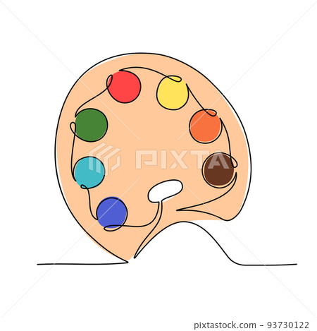Continuous one line drawing of painting palette. Vector illustration Continuous one line drawing of painting palette. Vector illustration 93730122
