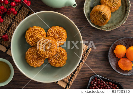 中秋節 月餅 節日 頂視 Mid-Autumn Festival Moon cake げっぺい 93730520