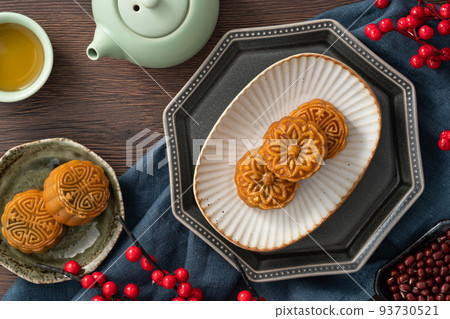 中秋節 月餅 節日 頂視 Mid-Autumn Festival Moon cake げっぺい 93730521