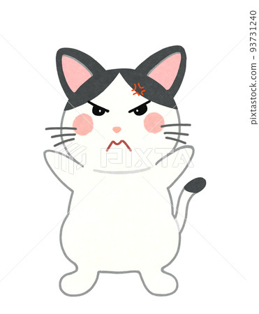 Illustration of an angry cat Outline = partial solid line & color Black and white bee cat Illustration of an angry cat Outline = partial solid line & color Black and white bee cat 93731240