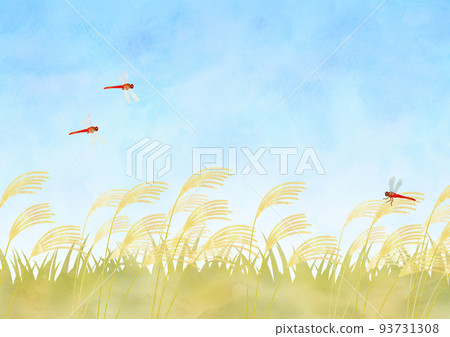 潘帕斯草地和紅蜻蜓的插圖 93731308