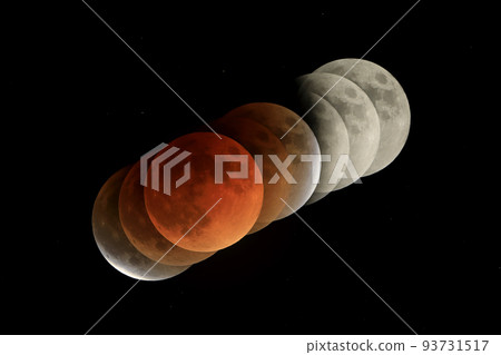月全食 地球陰影 連續照片 天文攝影 93731517