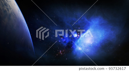 Space and glowing nebula background. Elements of this image furnished by NASA. 93732617