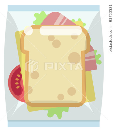 Sandwich in lunch pack. Food plastic bag cartoon icon Sandwich in lunch pack. Food plastic bag cartoon icon 93733521