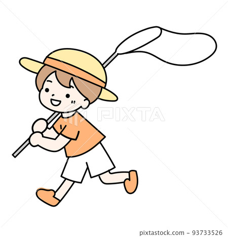 一個男孩捉蟲的插圖 93733526