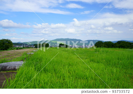 Nara Heijo-kyo Ruins, Second Daigokuden, towards Mt. Wakakusa at the end of summer Nara Heijo-kyo Ruins, Second Daigokuden, towards Mt. Wakakusa at the end of summer 93733572