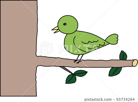 little bird perched on a tree branch - Stock Illustration [93734264 ...