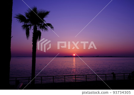 Sunset beach and coastal scenery 93734305