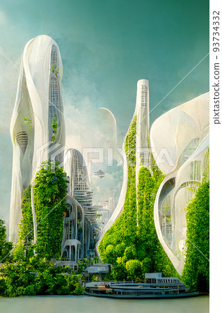 concept future city skyline 3D rendering concept future city skyline 3D rendering 93734332