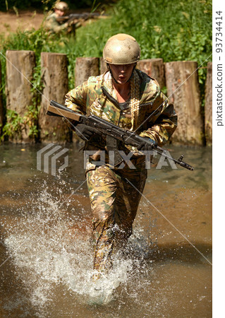 Full military experience - One day commando - running through the water with automatic rifle replica Full military experience - One day commando - running through the water with automatic rifle replica 93734414