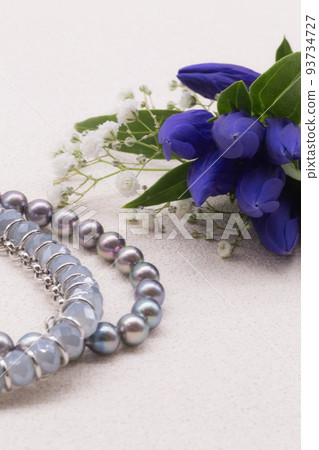 Gentian necklace blue white background 93734727