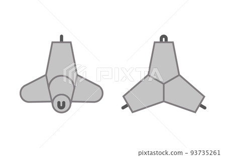 Two projections of concrete tetrapod. Vector isolated on white. 93735261