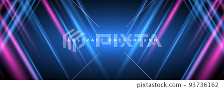 Abstract technology background with blue and pink neon rays. Abstract technology background with blue and pink neon rays. 93736162