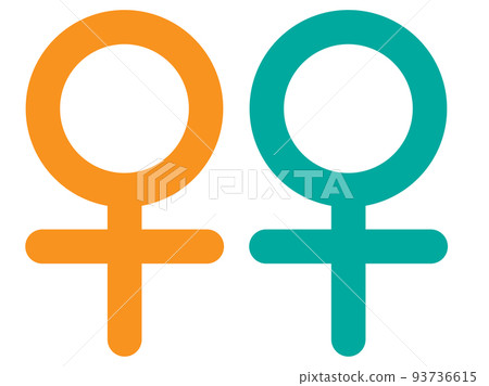 Gender mark, two female symbols side by side, lesbian, color design Gender mark, two female symbols side by side, lesbian, color design 93736615