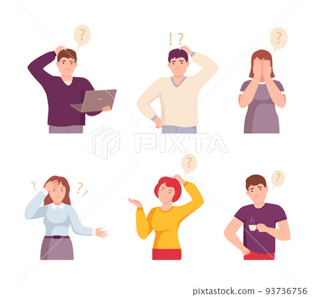 People Characters Thinking or Making Decision Vector Illustration Set 93736756