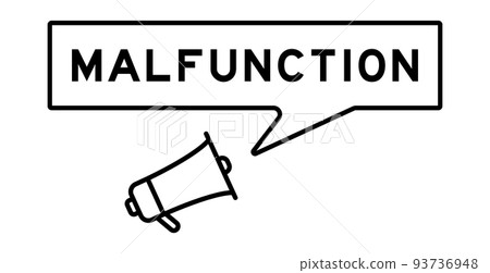 Megaphone icon with speech bubble in word malfuction on white background 93736948