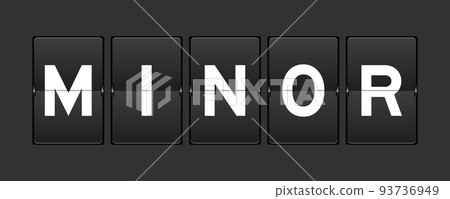 Black color analog flip board with word minor on gray background 93736949