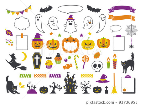 Set of Halloween illustrations and balloon materials 93736953