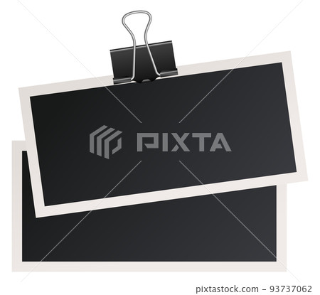 Photo card attach with paper clamp. Realistic mockup 93737062