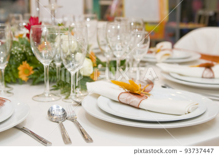 Fancy table set for wedding or christmas Fancy table set for wedding or christmas 93737447
