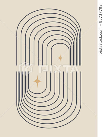 Abstract poster with rainbow and stars. Boho wall decor 93737798