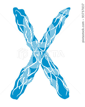 Blue decorative font isolated on white background.Uppercase vector letter. Blue decorative font isolated on white background.Uppercase vector letter. 93737837