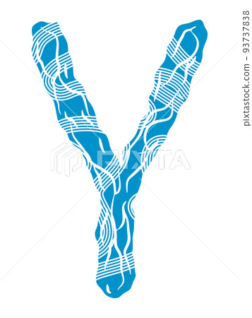 Blue decorative font isolated on white background.Uppercase vector letter. 93737838
