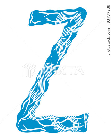 Blue decorative font isolated on white background.Uppercase vector letter. Blue decorative font isolated on white background.Uppercase vector letter. 93737839
